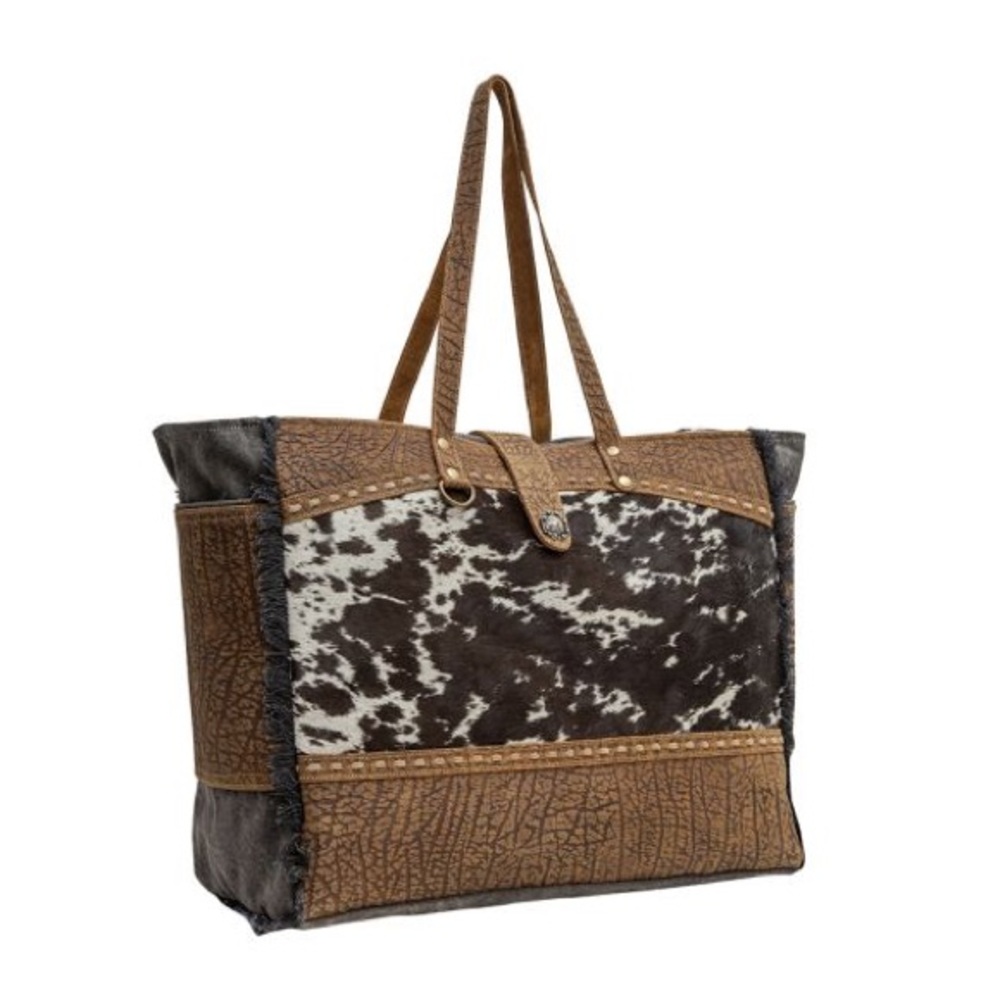 NWT Asher Cowhide & Canvas Weekender Bag